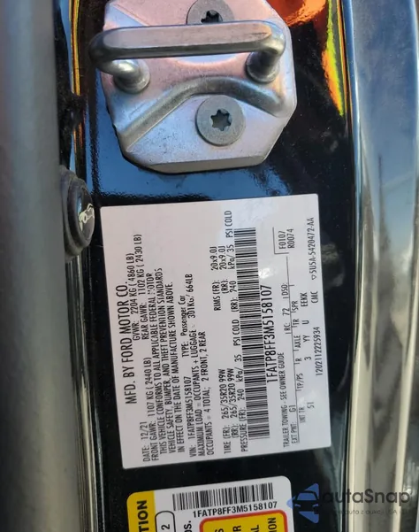 2021 Ford Mustang Gt z USA, uszkodzony, nr VIN 1FATP8FF3M5158107